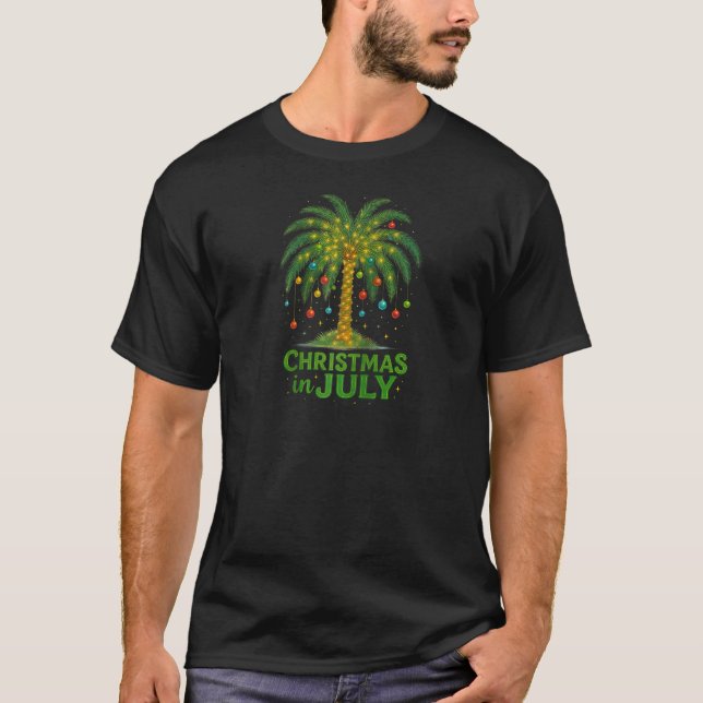 Palm Tree Lights Beach Summer Vacation Christmas I T-Shirt (Vorderseite)