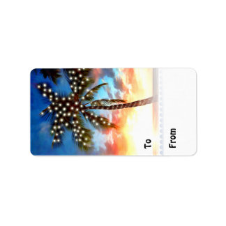 Palm Tree Lights bei Sonnenuntergang Adressaufkleber