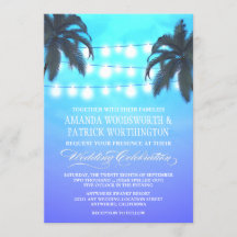 Palm Tree Lights Wasserfarbene Einladung zur Hochz