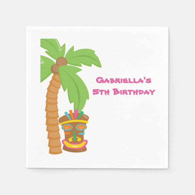 Palm Tree Luau mit Tiki Napkin Serviette (Vorderseite)