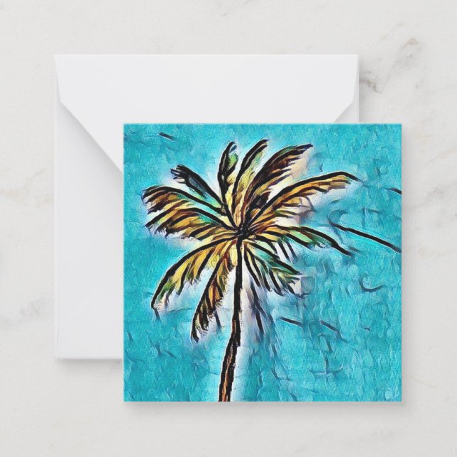Palm tree mini notecard 2,5" mitteilungskarte (Vorderseite)
