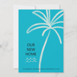 Palm Tree Minimalistisch Aqua New Zuhause Moving Ankündigung