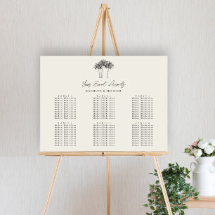 Palm Tree Minimalistisch Wedding 6 Table Seating Poster