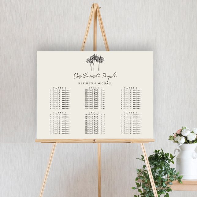 Palm Tree Minimalistisch Wedding 6 Table Seating Poster (Von Creator hochgeladen)