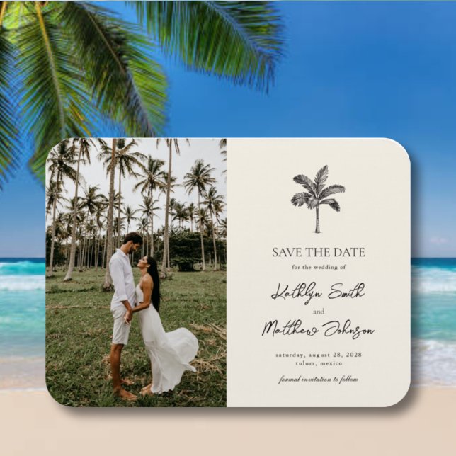 Palm Tree Minimalistisches Ziel Save the Date Magnet (Von Creator hochgeladen)