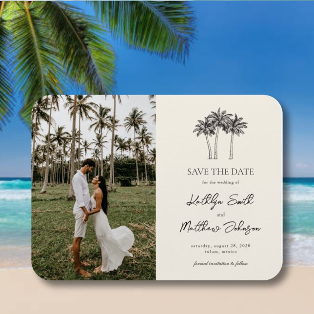 Palm Tree Minimalistisches Ziel Save the Date Magnet (Von Creator hochgeladen)