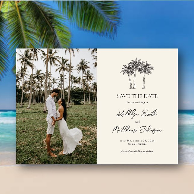 Palm Tree Minimalistisches Ziel Save the Date Magneteinladung (Von Creator hochgeladen)