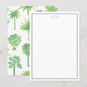 Palm Tree Mit Monogramm Stationary Einladung