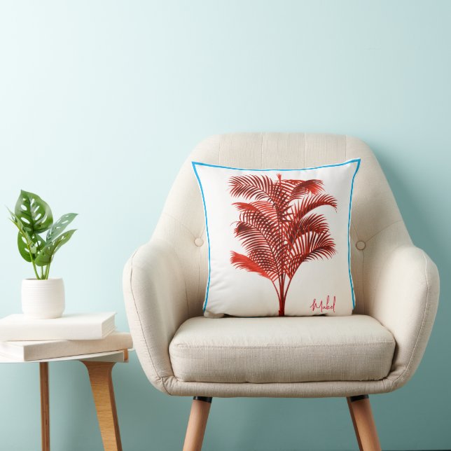 Palm Tree Modern Red Blue Personal Kissen (Stuhl )