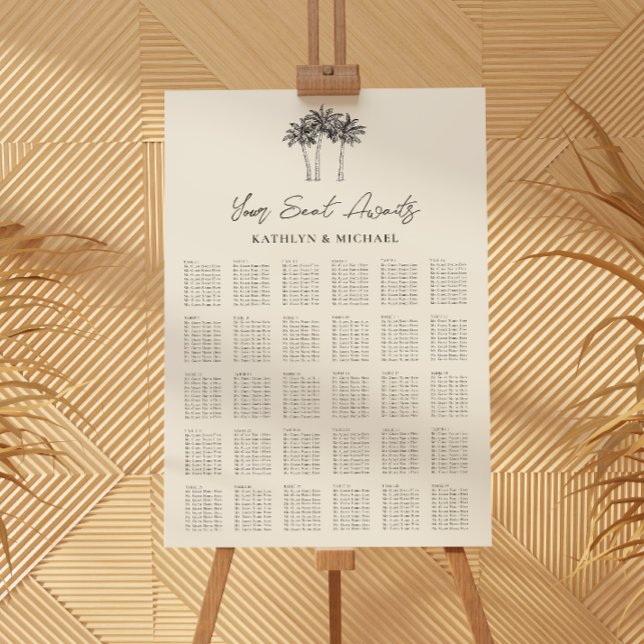 Palm Tree Modern Wedding 30 Table Seating Chart Poster (Von Creator hochgeladen)