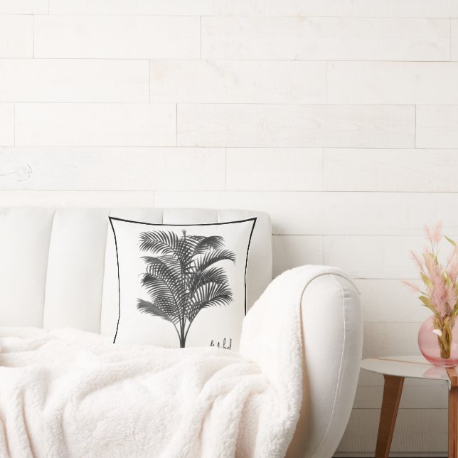 Palm Tree Modernes Schwarz-weißes Personal Kissen (Liege)