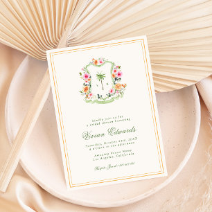 Palm Tree Monogram Tropical Beach Brautparty Einladung