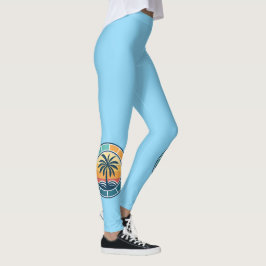 Palm Tree Motif Blue Leggings
