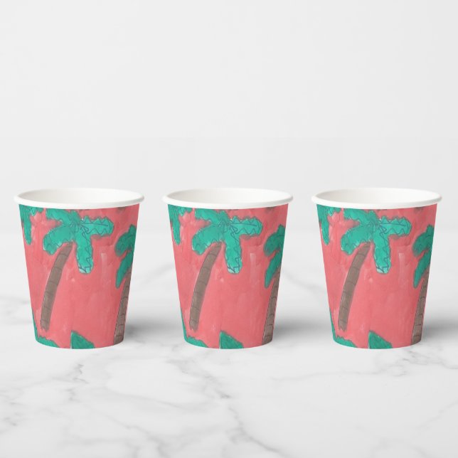 Palm Tree Muster Papier Cup Wasserfarbe Pappbecher (Multi)
