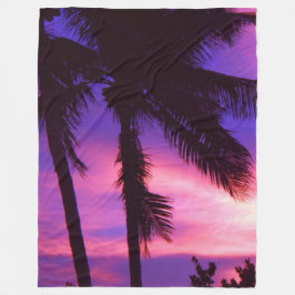 Palm Tree N Lila Sunset Fleece Blanket
