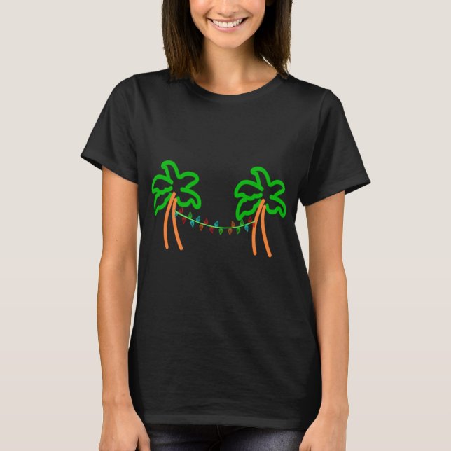Palm Tree Neon Christmas Lights T-Shirt (Vorderseite)