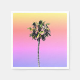 Palm Tree Ombre Pink Blue Yellow Paper Napkin Serviette
