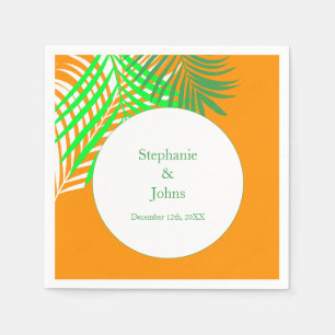 Palm Tree Orange Green Art Blätter Wedding Serviette
