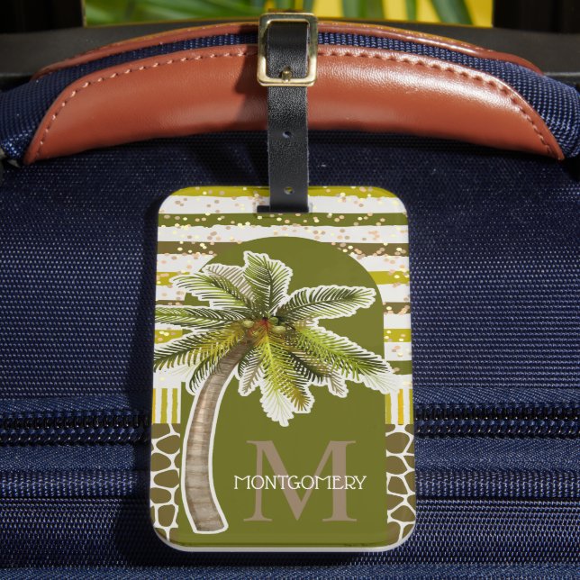 Palm Tree personalisiert Monogram Name Gepäckanhänger (Vorderseite Insitu 2)