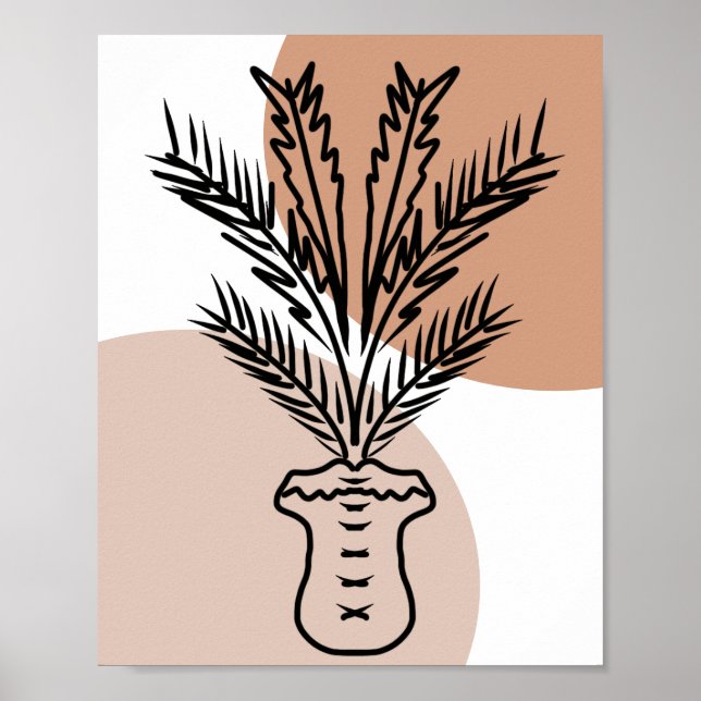 Palm Tree Pflanze Handgezeichnete Formen Poster (Vorne)