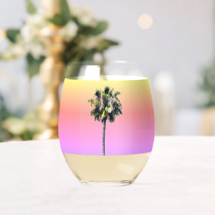Palm Tree Pink Gelb Lila Trinkbehälter Set Weinglas Ohne Stiel