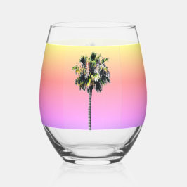 Palm Tree Pink Gelb Lila Trinkbehälter Set Weinglas Ohne Stiel