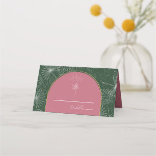 Palm Tree Pink & Green Beach Hochzeit Platzkarte
