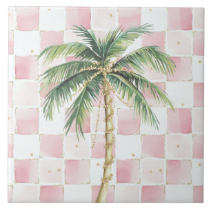 Palm Tree Pink Squares Fliese