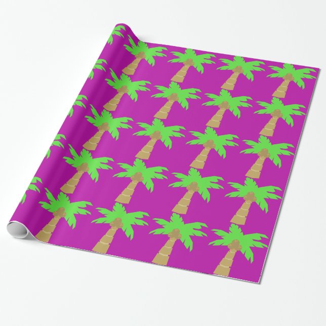 Palm Tree Pink Wrapping Paper Geschenkpapier (Ungerollt)