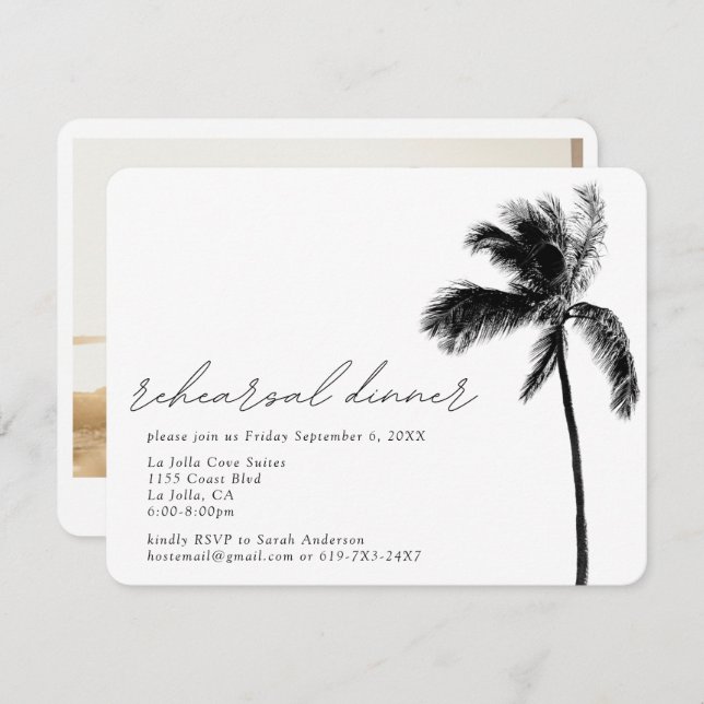 Palm Tree Probe Dinner Hochzeitskarte Begleitkarte (Vorne/Hinten)