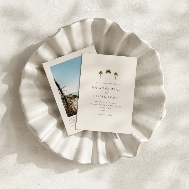 Palm Tree QR Code Photo Wedding Invitation Einladung (Von Creator hochgeladen)