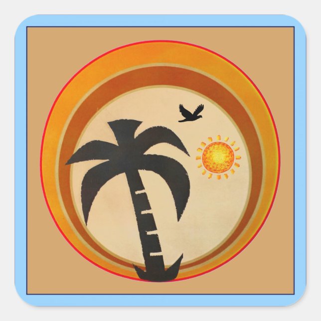 Palm Tree Quadratischer Aufkleber (Vorderseite)