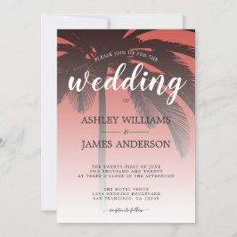 Palm Tree Red Beach Hochzeitseinladung Einladung