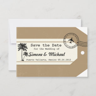 Palm Tree Reisethema Gepäckmarke Save the Date