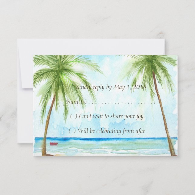 Palm Tree Reply Card RSVP Karte (Vorderseite)