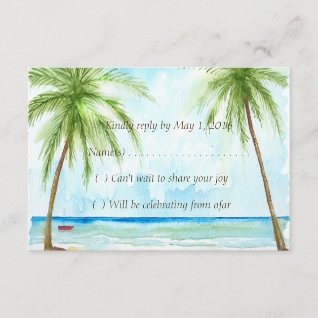 Palm Tree Reply Card RSVP Karte (Vorderseite)
