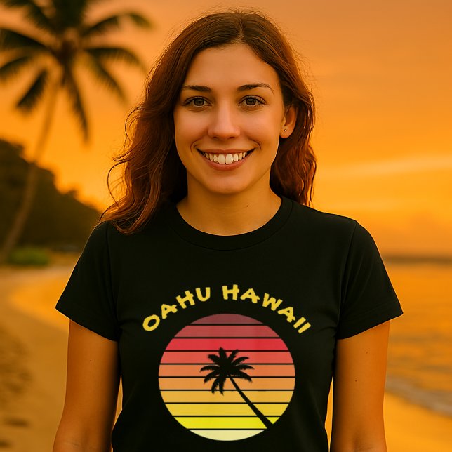 Palm Tree Retro Sunset Template T-Shirt (Von Creator hochgeladen)