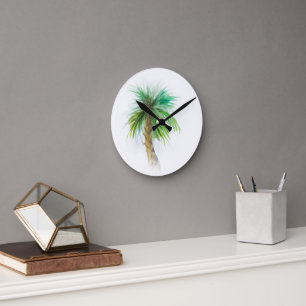 Palm Tree Room Number Clock Runde Wanduhr