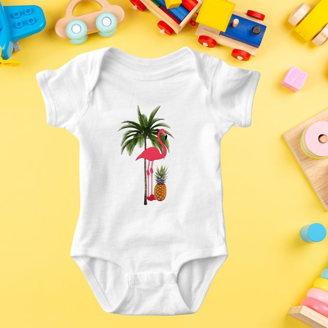 Palm Tree, rosa Flamingo, Ananas Baby Bodysuit Baby Strampler (Palm Tree, Pink Flamingo, Pineapple Baby Bodysuit)