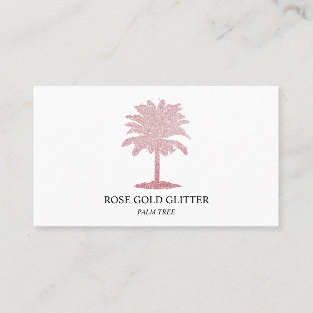 Palm Tree Rose Gold Glitzer Rosa Elegante Visitenkarte (Vorderseite)