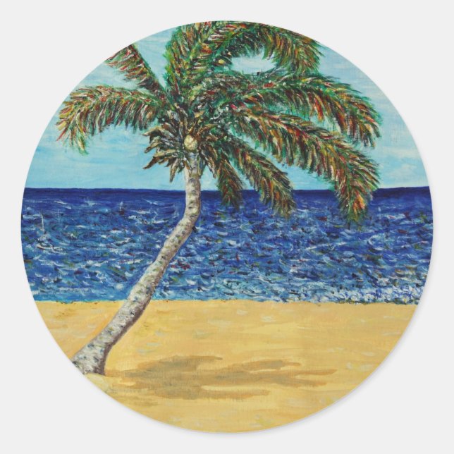 Palm Tree Runder Aufkleber (Vorderseite)