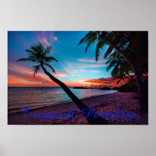Palm Tree Sandy Beach Tropical Paradise Island Poster