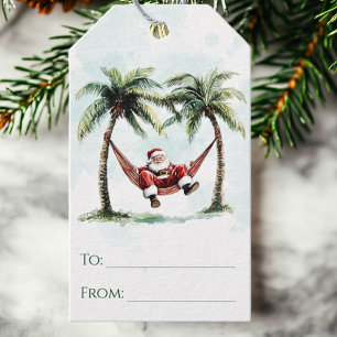 Palm Tree Santa Hammock Tropical Beach Weihnachten Geschenkanhänger