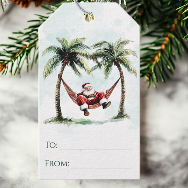 Palm Tree Santa Hammock Tropical Beach Weihnachten Geschenkanhänger (Von Creator hochgeladen)