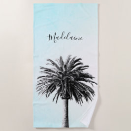 Palm Tree Schwarz-weiß Modern Blue Sky Personal Strandtuch