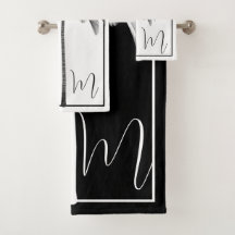 Palm Tree Schwarz-weiß Tropical Elegant Monogram