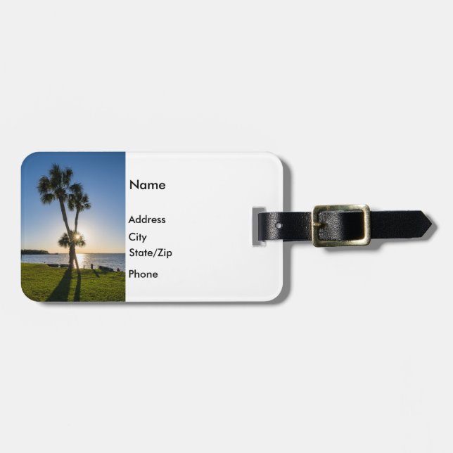 Palm Tree Scissors Silhouette Gepäckstück Gepäckanhänger (Vorderseite horizontal)