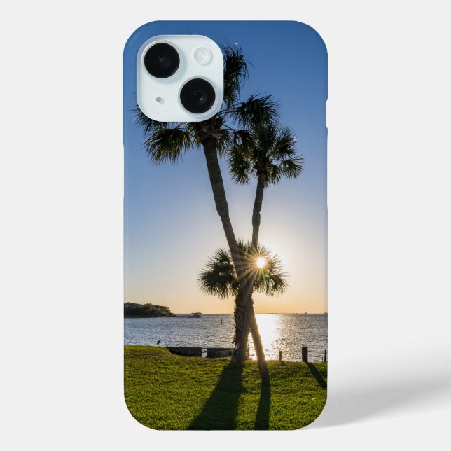 Palm Tree Scissors Silhouette iPhone Case (Rückseite)