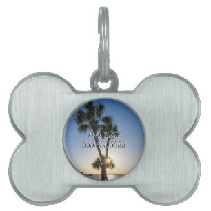 Palm Tree Scissors Silhouette Pet Tag Tiermarke