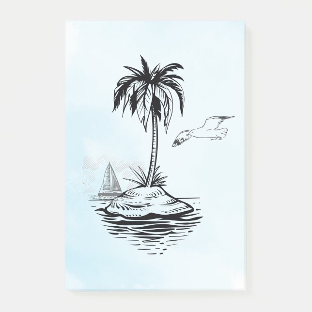 Palm Tree & Seagull auf Post-it-Noten Post-it Klebezettel (Vorderseite)
